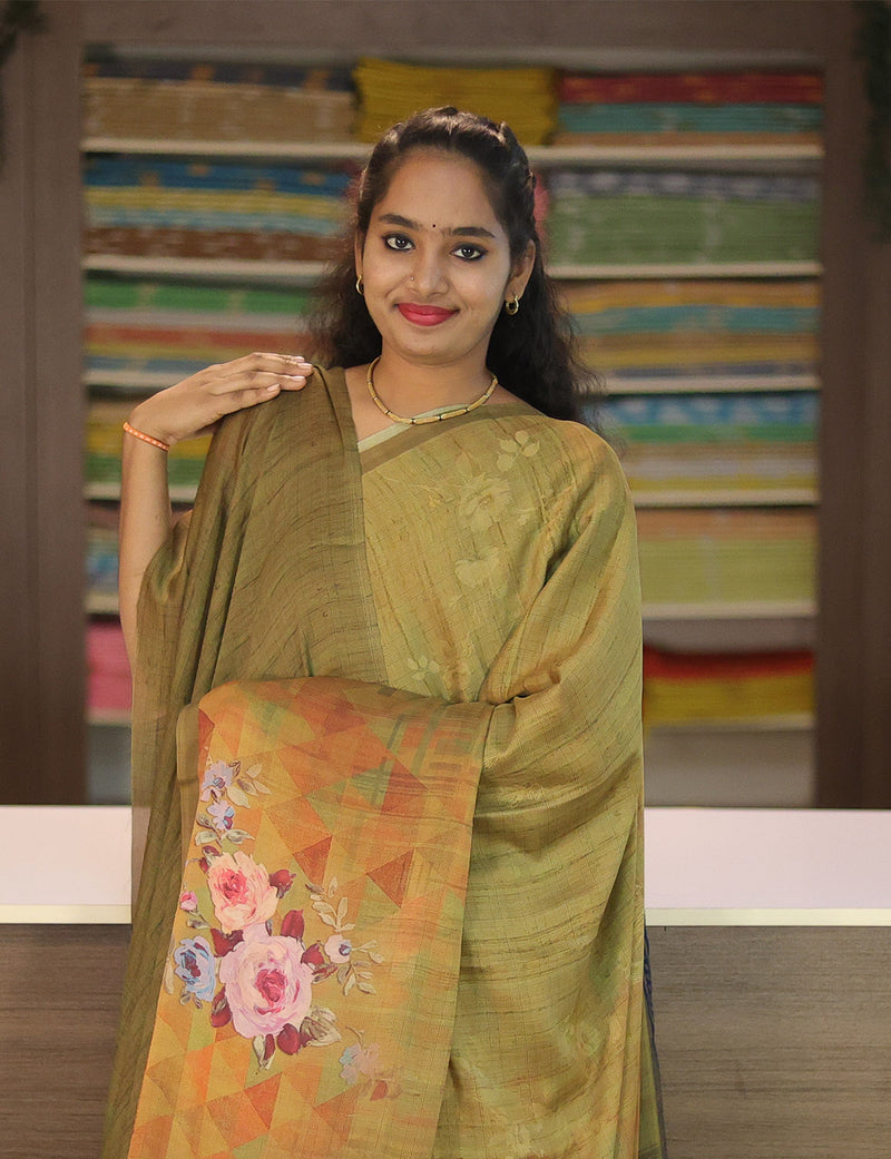 Mehendi Green Satin Embroidered Draped Saree Set Design by ADI BY ADITYA  KHANDELWL at Pernia's Pop Up Shop 2024